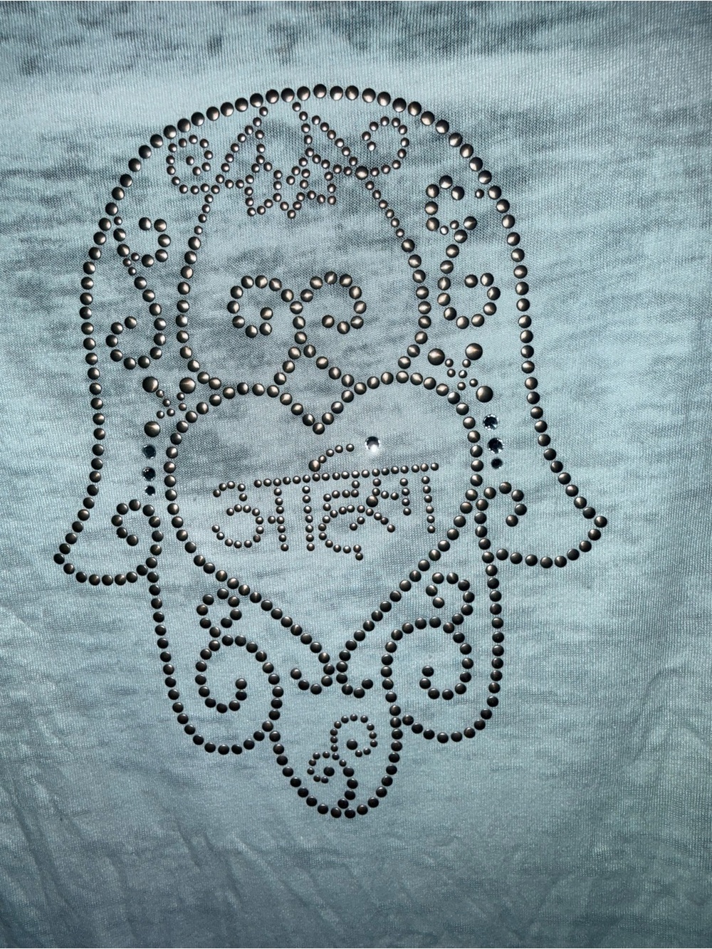 Lil 9 Lotus White Burnout Rhinestone Hamsa Tee Size M - Picture 4 of 8